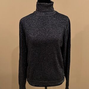 Women's Black Glitter Turtleneck Sweater
